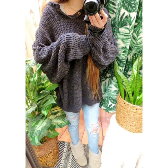 Vintage Sweaters - Vintage chunky oversized henley knit sweater 🌲